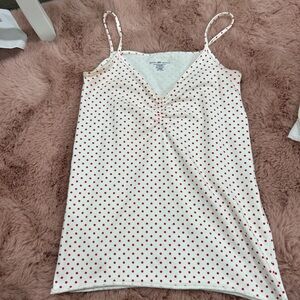 Brandy Melville White and Red Polka Dot Top
